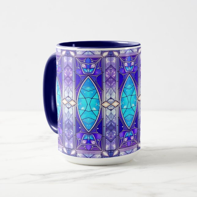 Modern Stained Glass Pattern Holiday Mug (Front Left)