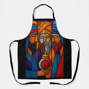 Modern Stained Glass Three Wise Men Apron