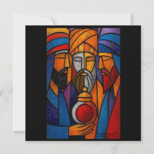 Modern Stained Glass Three Wise Men Holiday Card