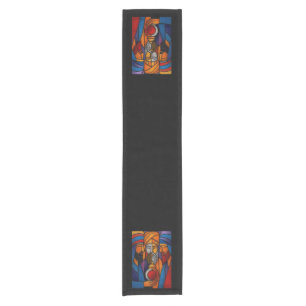 Modern Stained Glass Three Wise Men in English Short Table Runner