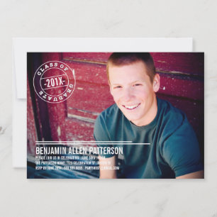 Modern Stamp Photo Graduation Party Announcement