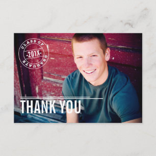Modern Stamp Photo Graduation Thank You Card
