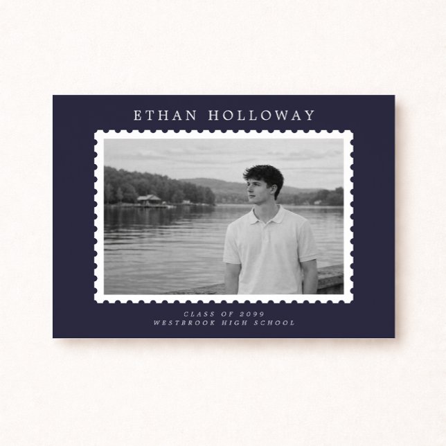 Modern Stamp Style Photo Graduation Announcement (Creator Uploaded)