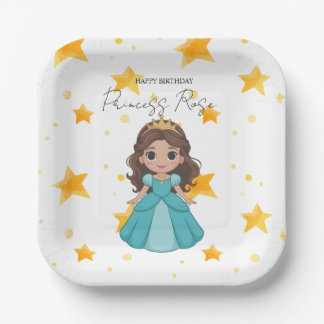 Modern Star and Disney Princess Birthday Paper Plate
