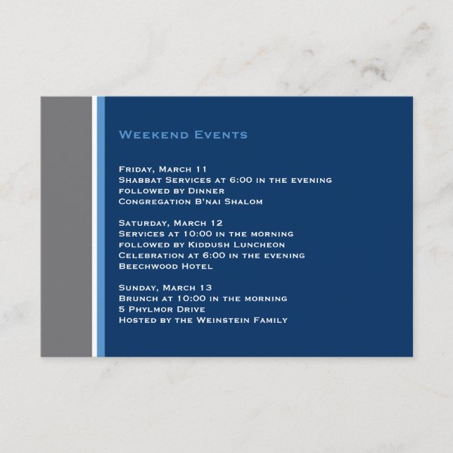 Modern Star Bar Mitzvah Insert Card (Front)