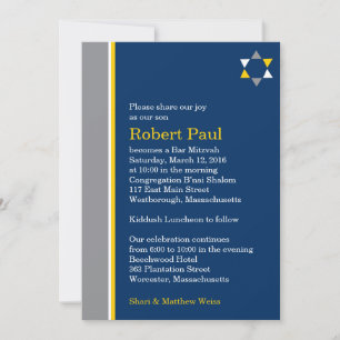 Modern Star Bar Mitzvah Invitation