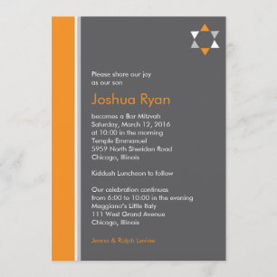 Modern Star Bar Mitzvah Invitation