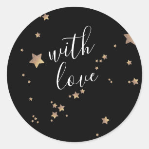Modern Star Black Onyx Christmas Happy Holiday Classic Round Sticker