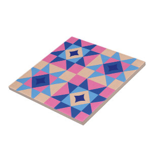 Modern Star Block Quilt Ceramic Tile