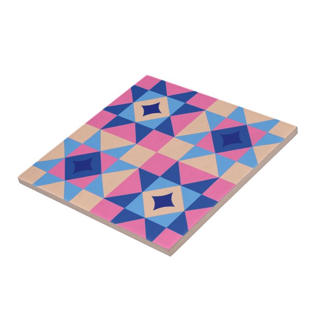 Modern Star Block Quilt Ceramic Tile (Side)