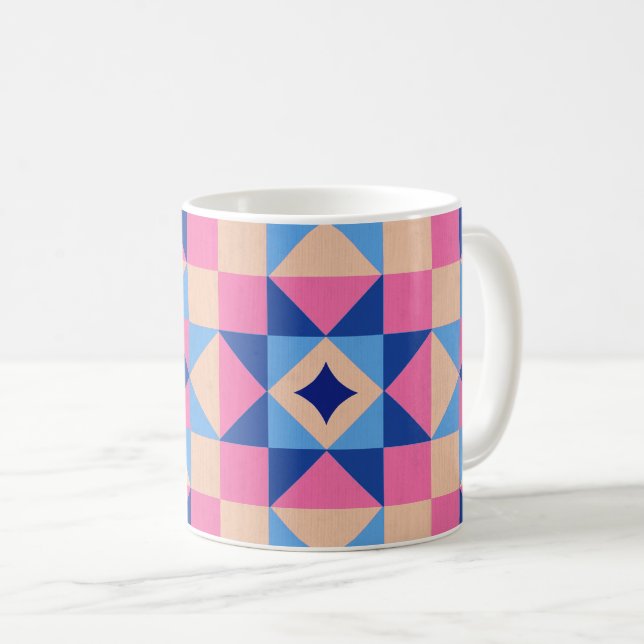 Modern Star Block Quilt Coffee Mug (Front Right)