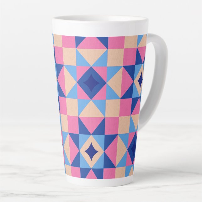 Modern Star Block Quilt Latte Mug (Right Angle)