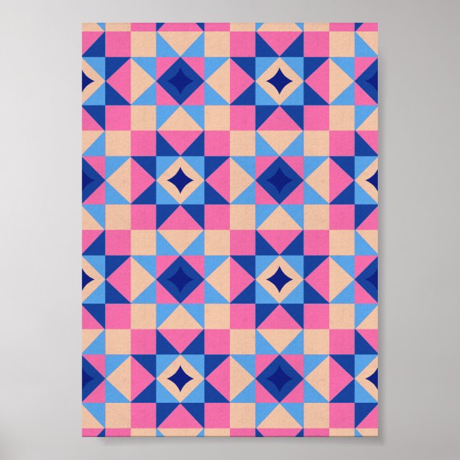 Modern Star Block Quilt Poster (Front)