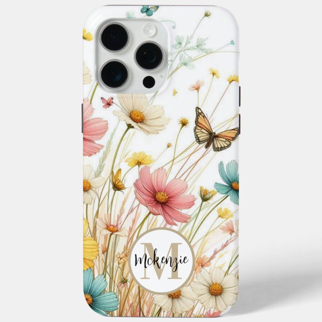 Modern Star Burst Flower Personalised iPhone Case (Back)