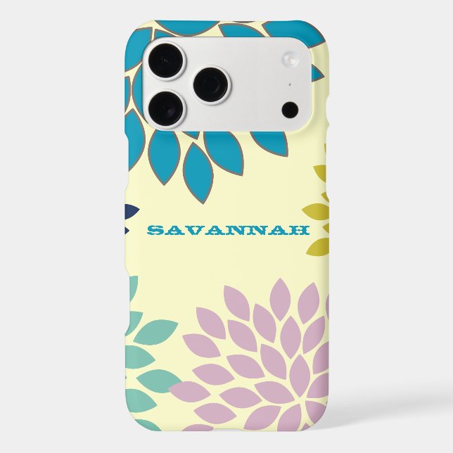 Modern Star Burst Flower Personalised iPhone Case (Back)
