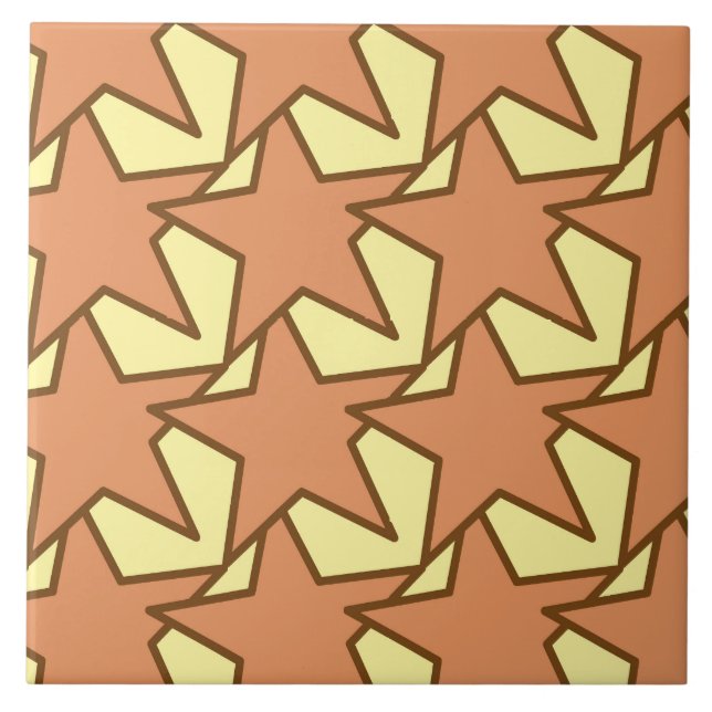 Modern Star Geometric - caramel and yellow Ceramic Tile (Front)