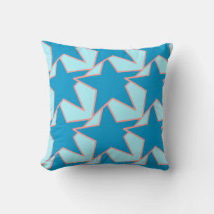 Modern Star Geometric - cerulean and sky blue Cushion