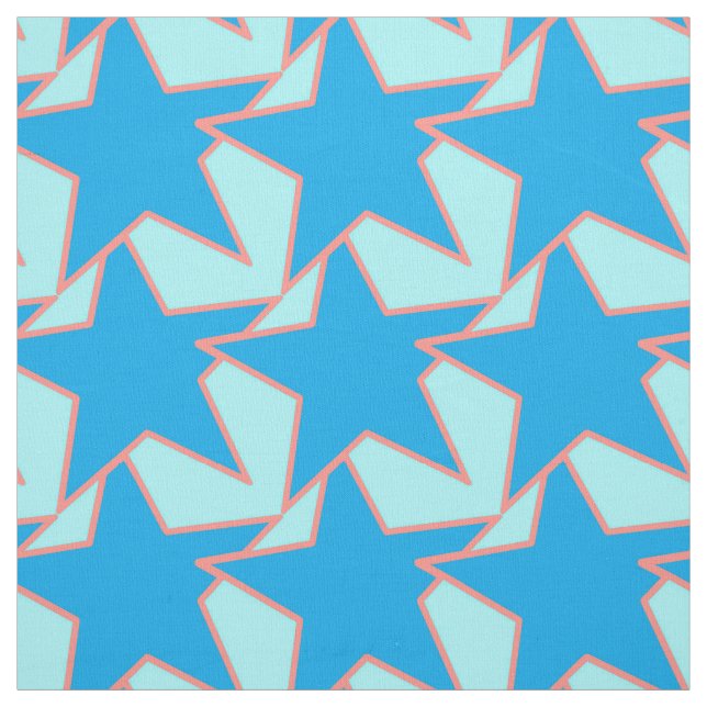Modern Star Geometric - cerulean and sky blue Fabric (Swatch)