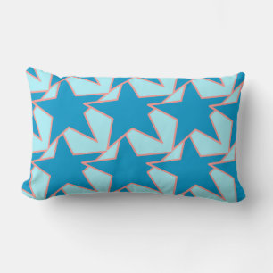 Modern Star Geometric - cerulean and sky blue Lumbar Cushion