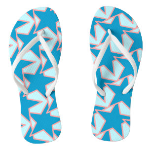 Modern Star Geometric - cerulean and sky blue Thongs