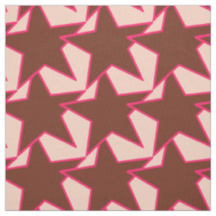 Modern Star Geometric - chocolate and peach Fabric