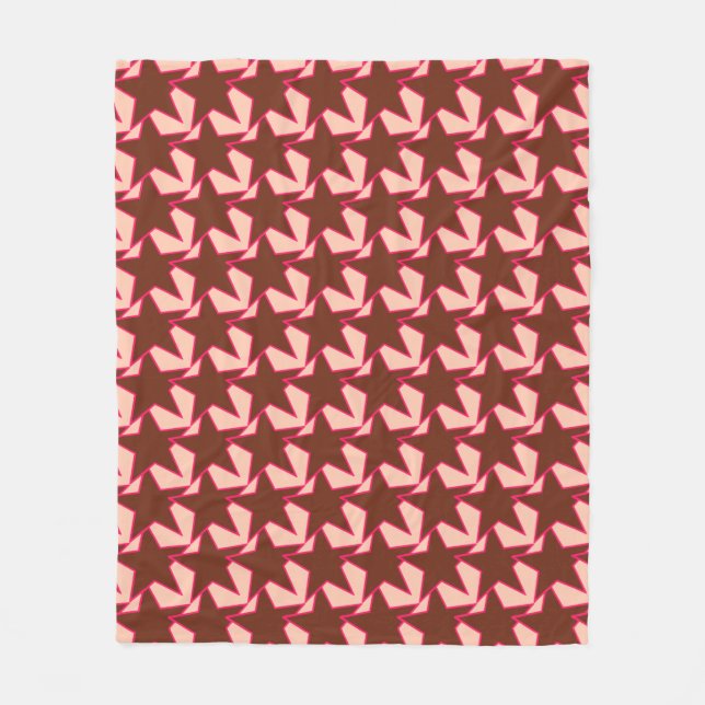 Modern Star Geometric - chocolate and peach Fleece Blanket (Front)
