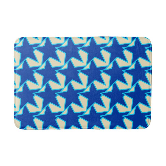 Modern Star Geometric - cobalt blue and taupe Bath Mat (Front)