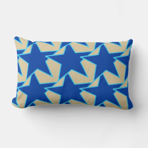 Modern Star Geometric - cobalt blue and taupe Lumbar Cushion