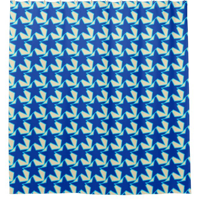 Modern Star Geometric - cobalt blue and taupe Shower Curtain (Front)