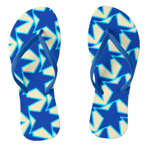 Modern Star Geometric - cobalt blue and taupe Thongs