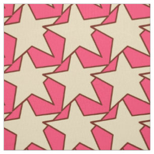 Modern Star Geometric - coral and beige Fabric