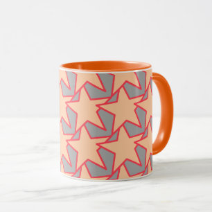 Modern Star Geometric - coral orange and grey Mug