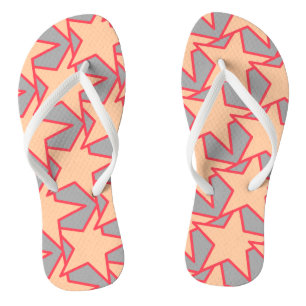Modern Star Geometric - coral orange and grey Thongs