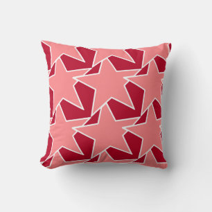 Modern Star Geometric - coral pink and red Cushion