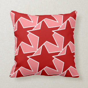 Modern Star Geometric - coral red and pink Cushion