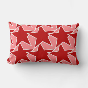 Modern Star Geometric - coral red and pink Lumbar Cushion