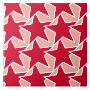 Modern Star Geometric - coral red and pink Tile