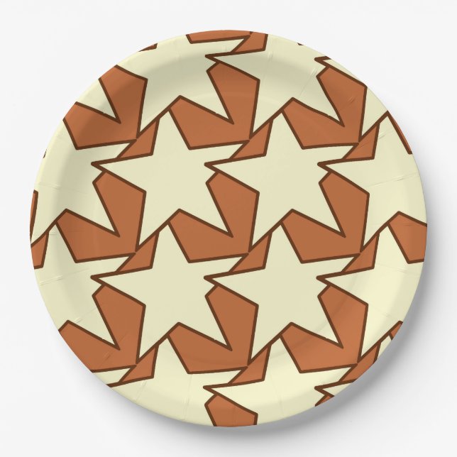 Modern Star Geometric - cream and camel tan Paper Plate (Front)