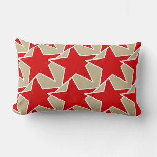 Modern Star Geometric - deep red and taupe Lumbar Cushion