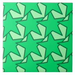 Modern Star Geometric - emerald and mint green Ceramic Tile