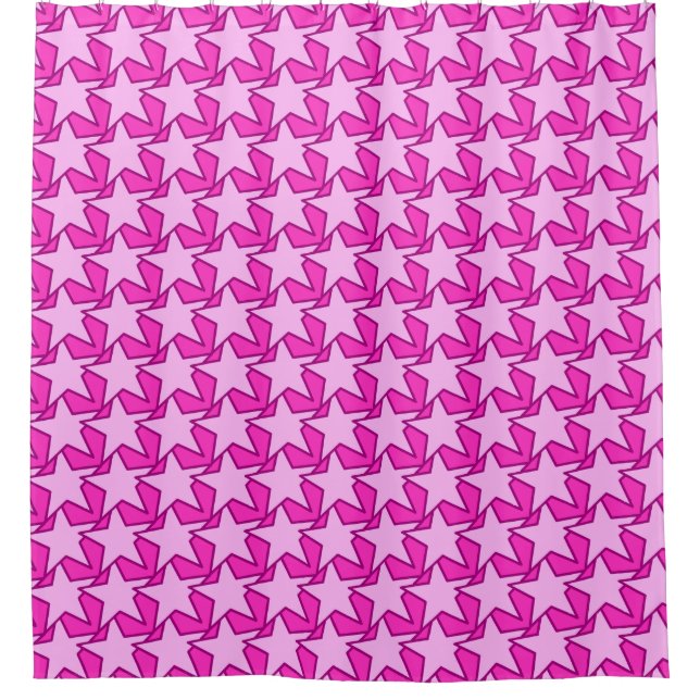 Modern Star Geometric - Fuchsia and ice pink Shower Curtain (Front)