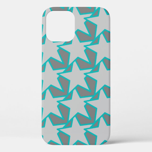 Modern Star Geometric, Grey and Turquoise Case-Mate iPhone Case (Back)