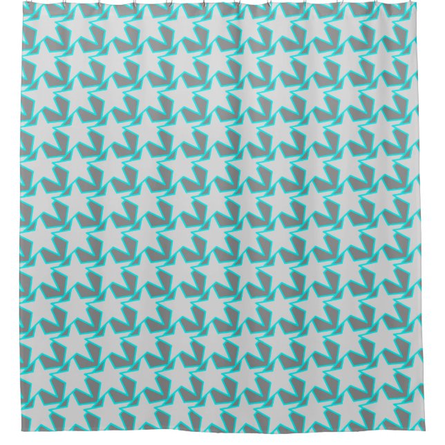 Modern Star Geometric - grey and turquoise Shower Curtain (Front)