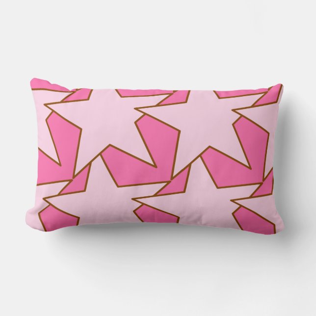 Modern Star Geometric - light and deep pink Lumbar Cushion (Front)
