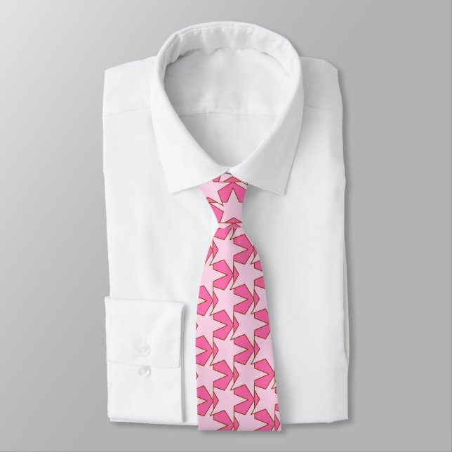 Modern Star Geometric - light and deep pink Tie (Tied)