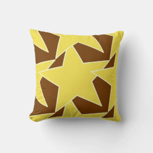 Modern Star Geometric - mustard gold and brown Cushion