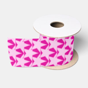 Modern Star Geometric - pale pink and fuchsia Satin Ribbon