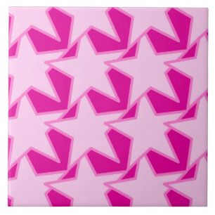Modern Star Geometric - pale pink and fuchsia Tile