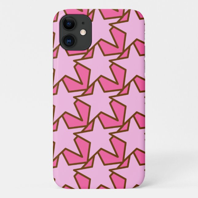 Modern Star Geometric Pattern, Coral & Pastel Pink Case-Mate iPhone Case (Back)