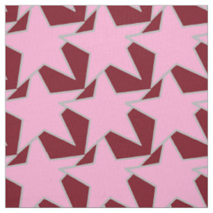 Modern Star Geometric - pink and burgundy Fabric